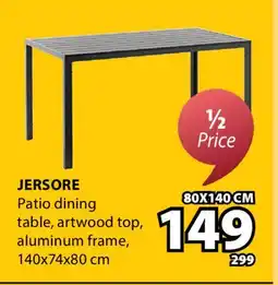 JYSK JERSORE Patio diningtable, artwood top,aluminum frame offer