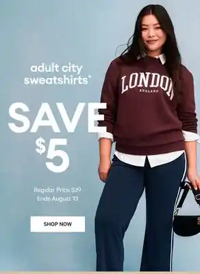 Joe Fresh adult city sweatshirts offer