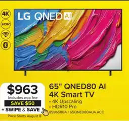 Leon's LG 65 4K Smart QNED AI TV - 65QNED80AUA offer