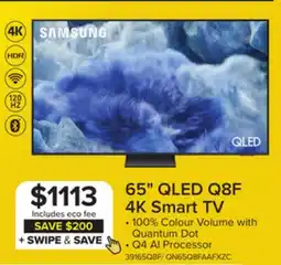 Leon's Samsung 65 4K Smart Q8F QLED TV - QN65Q8FAAFXZC offer