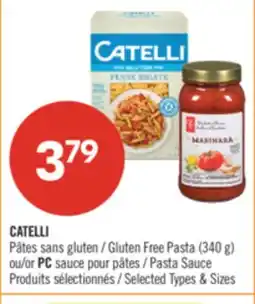 Pharmaprix CATELLI Gluten Free Pasta (340 g) or PC Pasta Sauce offer
