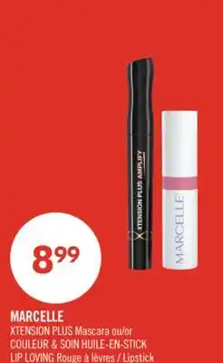 Pharmaprix MARCELLE XTENSION PLUS Mascara or COULEUR & SOIN HUILE-EN-STICK LIP LOVING Lipstick offer
