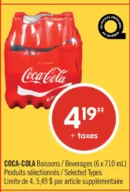 Pharmaprix COCA-COLA Beverages (6 x 710 mL) offer