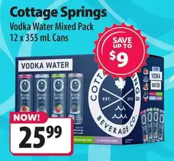 Co-op Cottage springs vodka water mixed pack offer