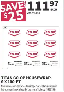 Co-op Titan co-op housewrap offer