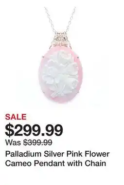 TSC Stores Palladium Silver Pink Flower Cameo Pendant with Chain offer