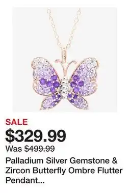 TSC Stores Palladium Silver Gemstone & Zircon Butterfly Ombre Flutter Pendant with Chain offer