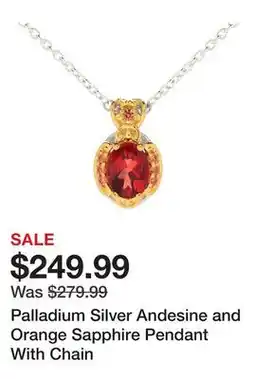 TSC Stores Palladium Silver Andesine and Orange Sapphire Pendant With Chain offer