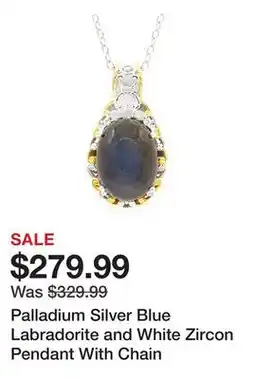 TSC Stores Palladium Silver Blue Labradorite and White Zircon Pendant With Chain offer