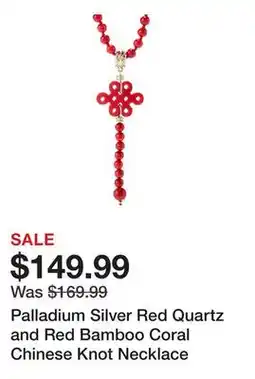 TSC Stores Palladium Silver Red Quartz and Red Bamboo Coral Chinese Knot Necklace offer