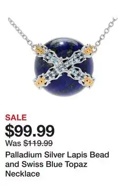 TSC Stores Palladium Silver Lapis Bead and Swiss Blue Topaz Necklace offer