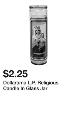 Dollarama Dollarama L.P. Religious Candle In Glass Jar offer
