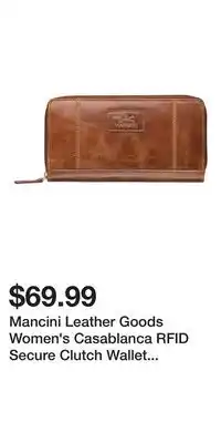 Mark's Mancini Leather Goods Women's Casablanca RFID Secure Clutch Wallet Cognac offer