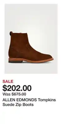 Holt Renfrew ALLEN EDMONDS Tompkins Suede Zip Boots offer