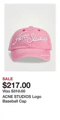 Holt Renfrew ACNE STUDIOS Logo Baseball Cap offer