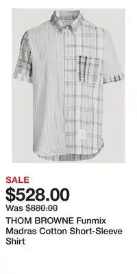 Holt Renfrew THOM BROWNE Funmix Madras Cotton Short-Sleeve Shirt offer
