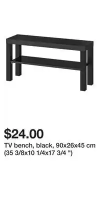 IKEA TV bench, black, 90x26x45 cm (35 3/8x10 1/4x17 3/4 ) offer