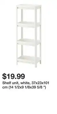 IKEA Shelf unit, white, 37x23x101 cm (14 1/2x9 1/8x39 5/8 ) offer