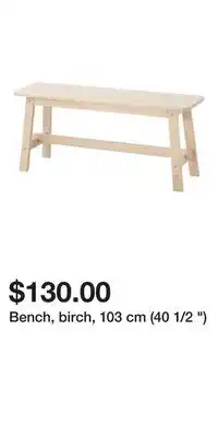 IKEA Bench, birch, 103 cm (40 1/2 ) offer