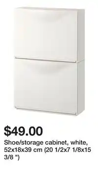 IKEA Shoe/storage cabinet, white, 52x18x39 cm (20 1/2x7 1/8x15 3/8 ) offer
