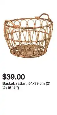IKEA Basket, rattan, 54x39 cm (21 ¼x15 ¼ ) offer
