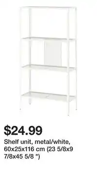 IKEA Shelf unit, metal/white, 60x25x116 cm (23 5/8x9 7/8x45 5/8 ) offer