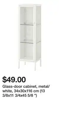 IKEA Glass-door cabinet, metal/white, 34x30x116 cm (13 3/8x11 3/4x45 5/8 ) offer