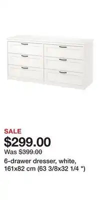 IKEA 6-drawer dresser, white, 161x82 cm (63 3/8x32 1/4 ) offer