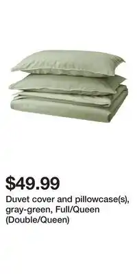 IKEA Duvet cover and pillowcase(s), gray-green, Full/Queen (Double/Queen) offer