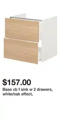 IKEA Base cb f sink w 2 drawers, white/oak effect offer