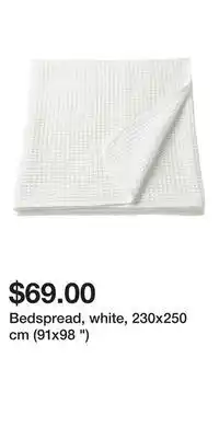 IKEA Bedspread, white, 230x250 cm (91x98 ) offer