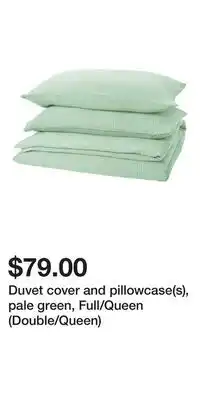 IKEA Duvet cover and pillowcase(s), pale green, Full/Queen (Double/Queen) offer