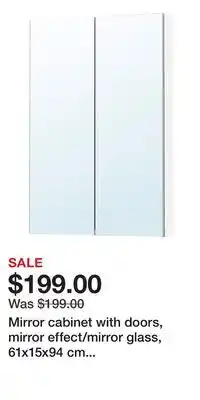 IKEA Mirror cabinet with doors, mirror effect/mirror glass, 61x15x94 cm (24x6x37 ) offer