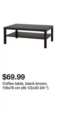 IKEA Coffee table, black-brown, 118x78 cm (46 1/2x30 3/4 ) offer