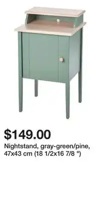 IKEA Nightstand, gray-green/pine, 47x43 cm (18 1/2x16 7/8 ) offer