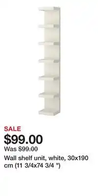 IKEA Wall shelf unit, white, 30x190 cm (11 3/4x74 3/4 ) offer