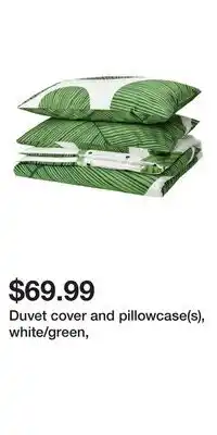 IKEA Duvet cover and pillowcase(s), white/green offer
