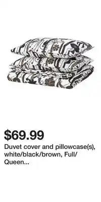 IKEA Duvet cover and pillowcase(s), white/black/brown, Full/Queen (Double/Queen) offer
