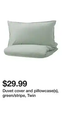 IKEA Duvet cover and pillowcase(s), green/stripe, Twin offer
