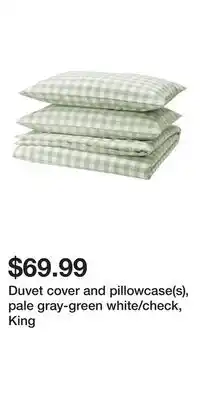 IKEA Duvet cover and pillowcase(s), pale gray-green white/check, King offer