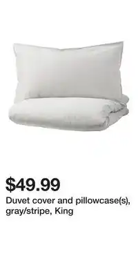 IKEA Duvet cover and pillowcase(s), gray/stripe, King offer