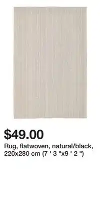 IKEA Rug, flatwoven, natural/black, 220x280 cm (7 ' 3 x9 ' 2 ) offer