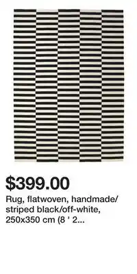 IKEA Rug, flatwoven, handmade/striped black/off-white, 250x350 cm (8 ' 2 x11 ' 6 ) offer