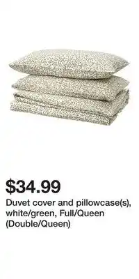 IKEA Duvet cover and pillowcase(s), white/green, Full/Queen (Double/Queen) offer