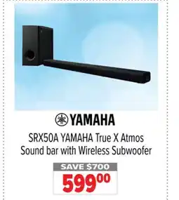 2001 Audio Video SRX50A YAMAHA True X Atmos Sound bar with Wireless Subwoofer offer