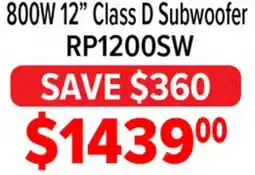 2001 Audio Video RP1200SW 800W 12 Class D Subwoofer offer