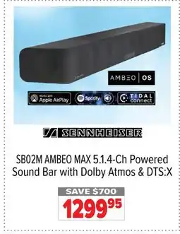 2001 Audio Video SB02M AMBEO MAX 5.1. 4-Ch Powered Sound Bar with Dolby Atmos & DTS:X offer