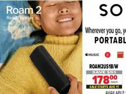 2001 Audio Video ROAM2US1B/W SONOS PORTABLE SPEAKERS offer