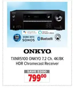 2001 Audio Video TXNR5100 ONKYO 7.2 Ch. 4K/8K HDR Chromecast Receiver offer