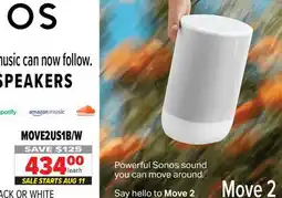 2001 Audio Video MOVE2US1B/W SONOS Portable Speakers offer